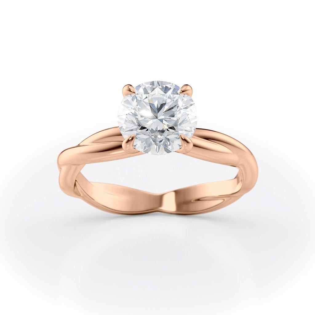 1.5 CT Round Cut Twisted Solitaire Moissanite Engagement Ring