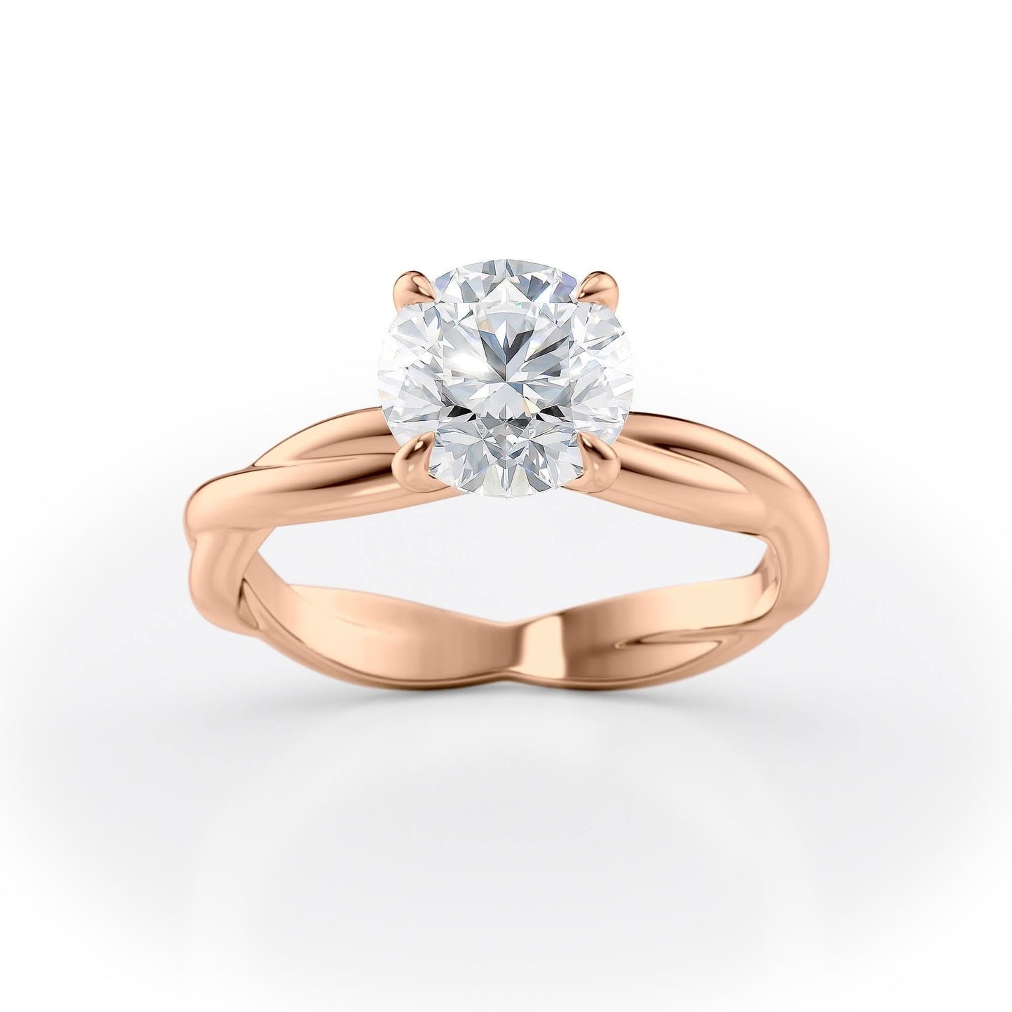 1.5 CT Round Cut Twisted Solitaire Moissanite Engagement Ring