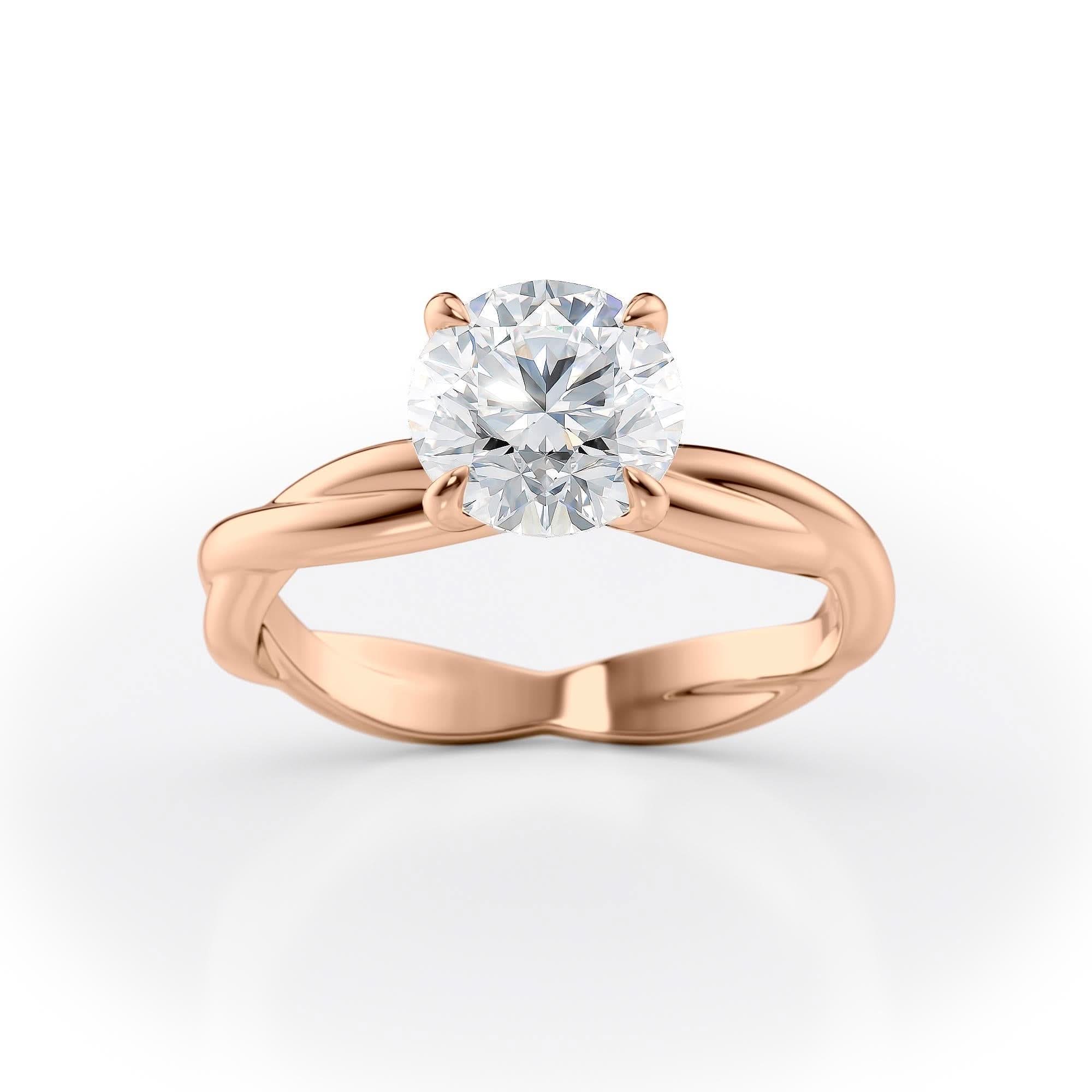 1.5 CT Round Cut Twisted Solitaire Moissanite Engagement Ring