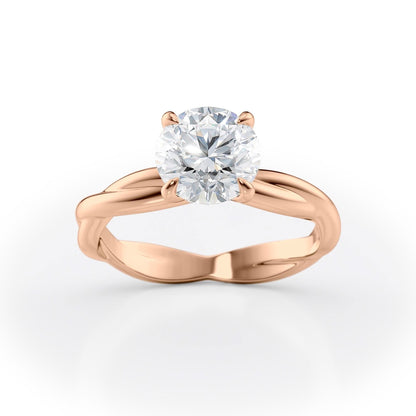 1.5 CT Round Cut Twisted Solitaire Moissanite Engagement Ring