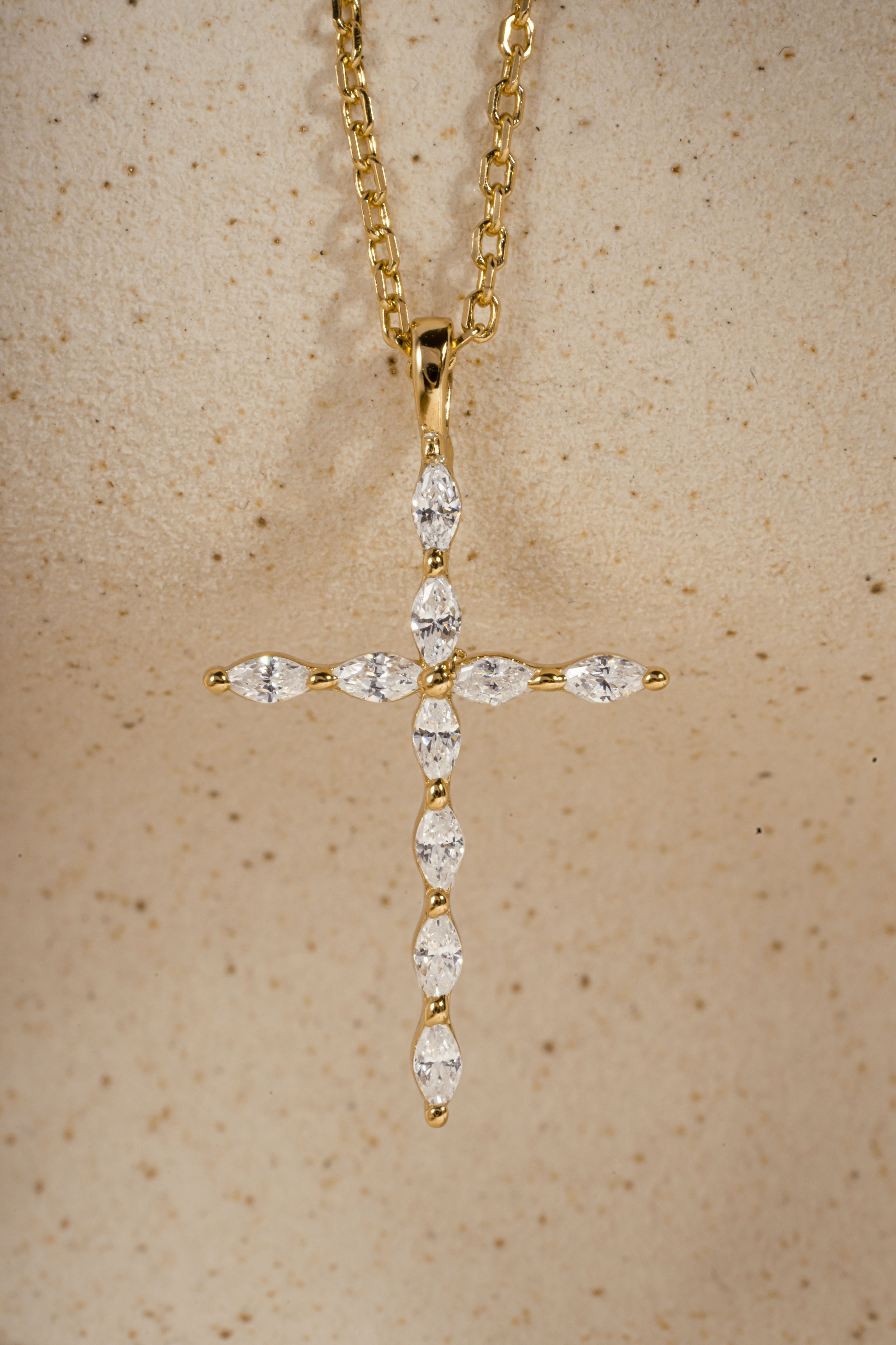 0.3 TCW Marquise Moissanite Diamond Cross Pendant Necklace