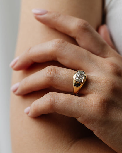 2.51 CT Emerald Cut Lab grown Diamond Flush Setting Engagement Ring