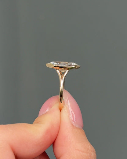 3.02 CT Marquise Lab grown Diamond Split Shank Bezel Engagement Ring