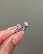 0.77 TCW Pear & Oval CVD Diamond Bezel with Open Cuff Wedding Band