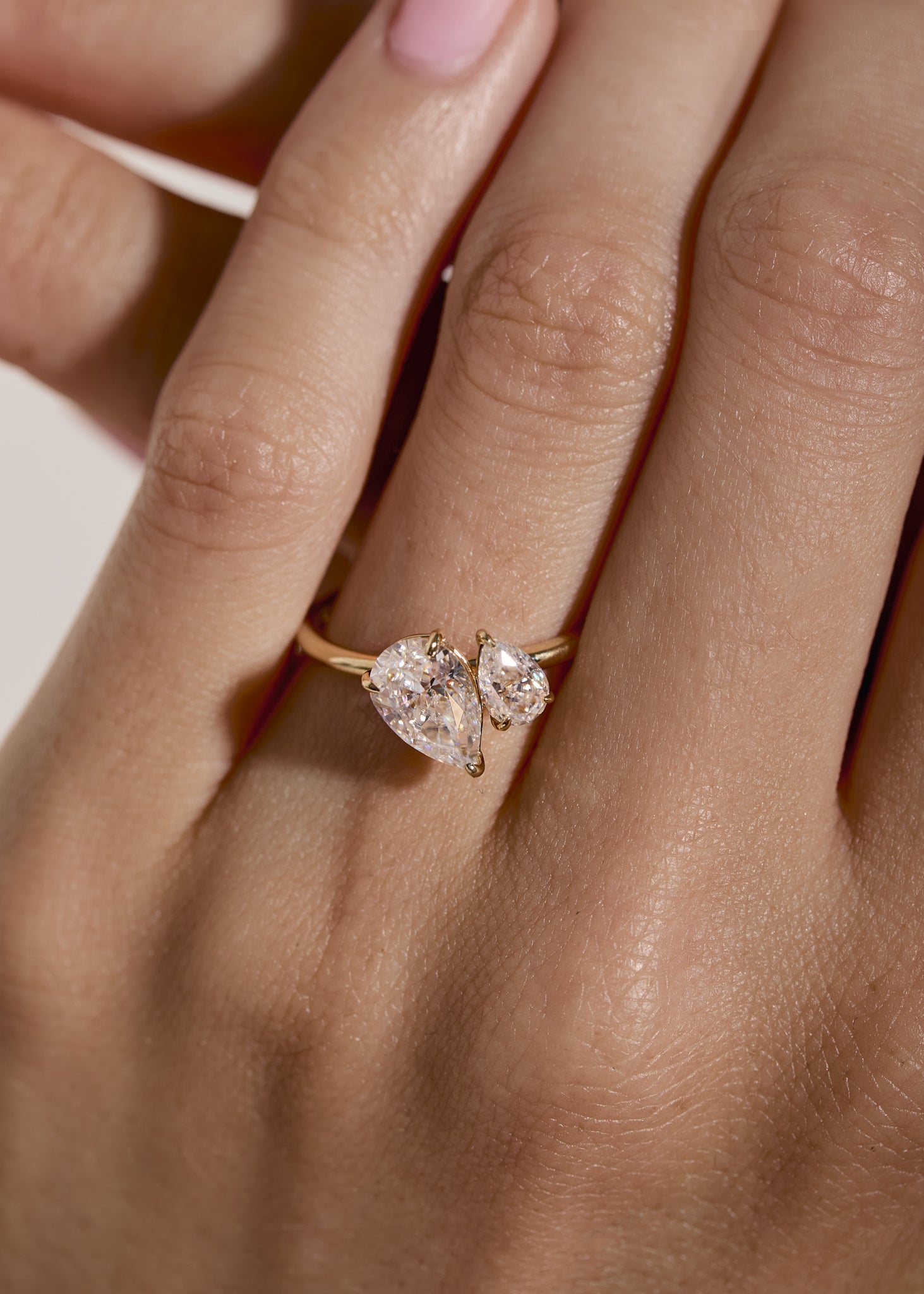 1.25 TCW Pear Cut Two Stone Moissanite Engagement Ring