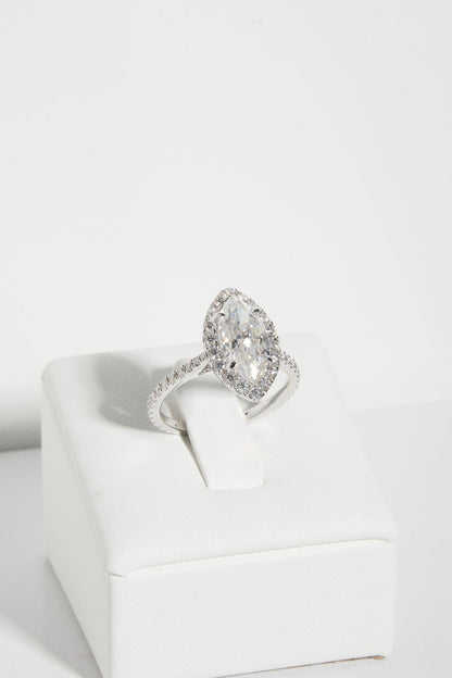 2.5 CT - 3.5 CT Marquise Cut Halo & Pave Moissanite Engagement Ring