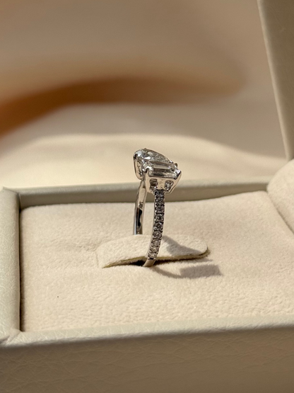 1.6 TCW Pear & Emerald CVD Diamond Open Cuff Wedding Band