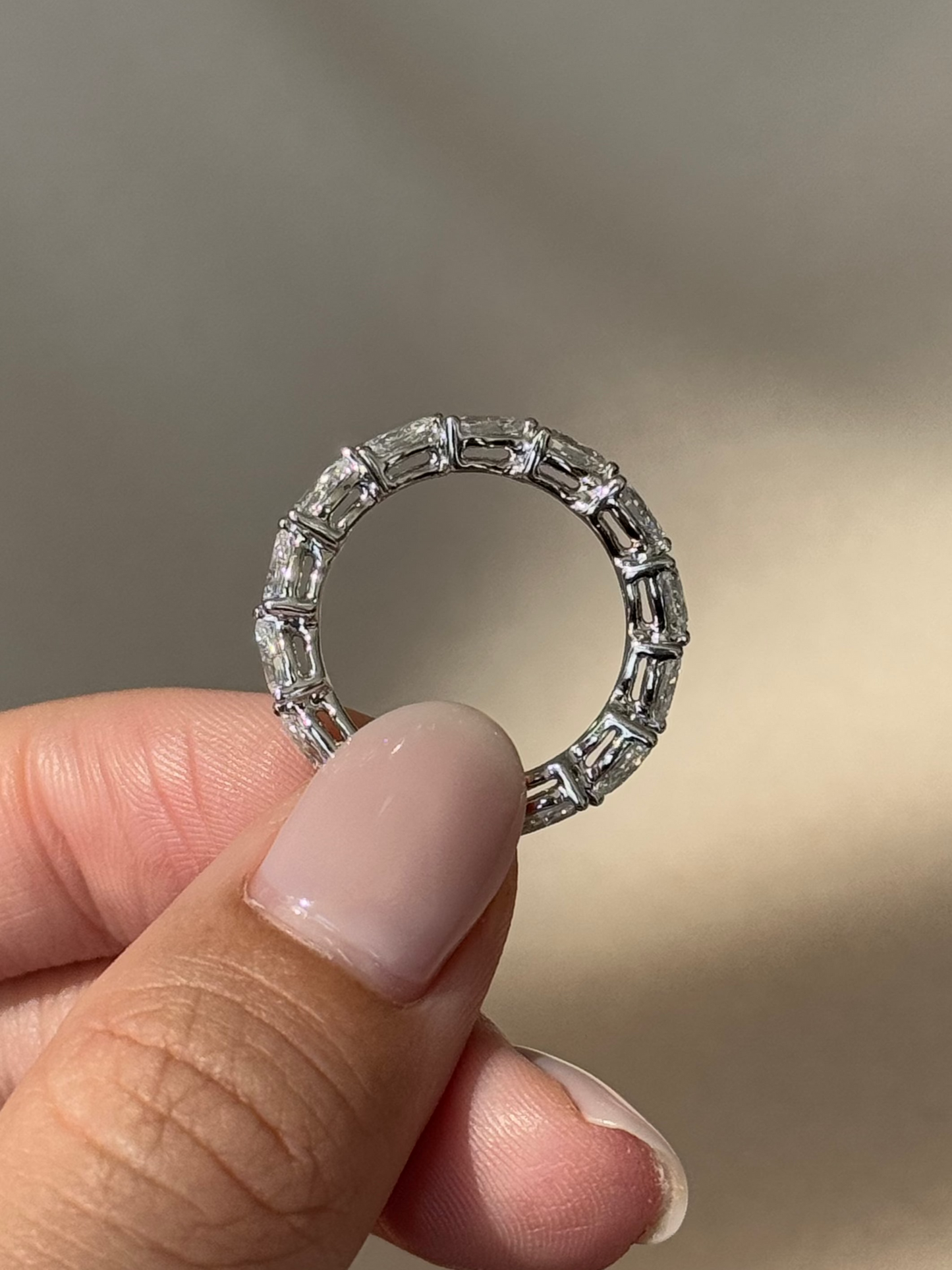 2.18 TCW Pear CVD Diamond Full Eternity Wedding Band