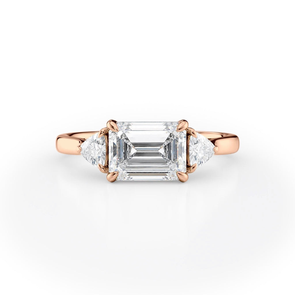 1.5 CT Emerald Cut Three Stone Moissanite Engagement Ring