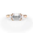 1.5 CT Emerald Cut Three Stone Moissanite Engagement Ring