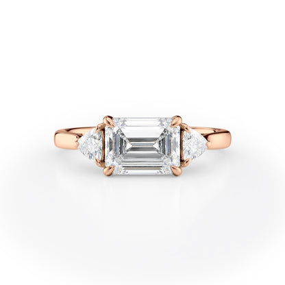 1.5 CT Emerald Cut Three Stone Moissanite Engagement Ring