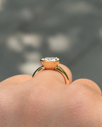 3.01 CT Cushion Lab grown Diamond Bezel Engagement Ring