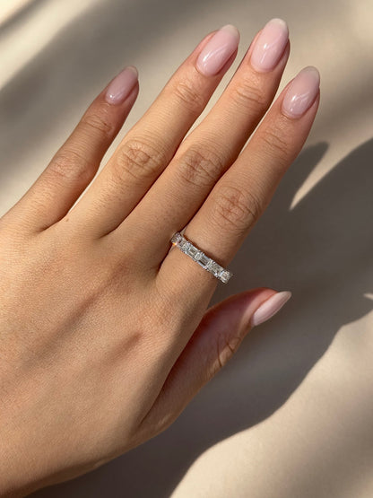 2.31 TCW Emerald CVD Diamond Half Eternity Wedding Band