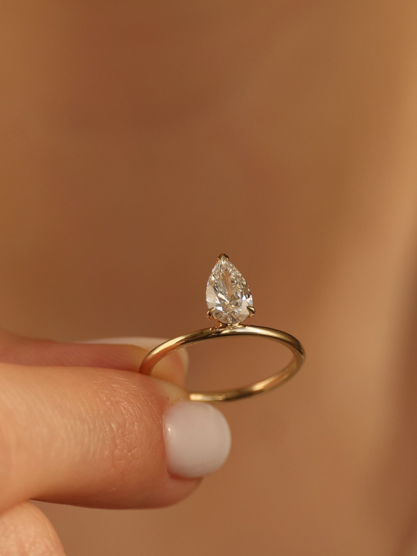 1 CT - 3 CT Pear Cut Lab grown Diamond Solitaire Engagement Ring