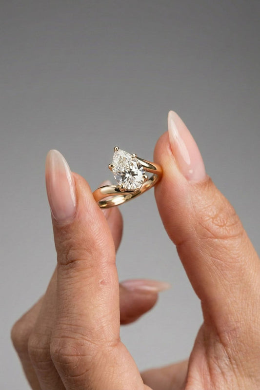 Pear Cut Lab grown Diamond Solitaire Engagement Ring