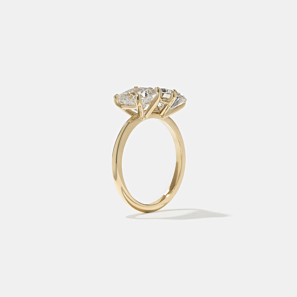 3.7 TCW Oval & Asscher Cut Lab grown Diamond Two Stone Engagement Ring