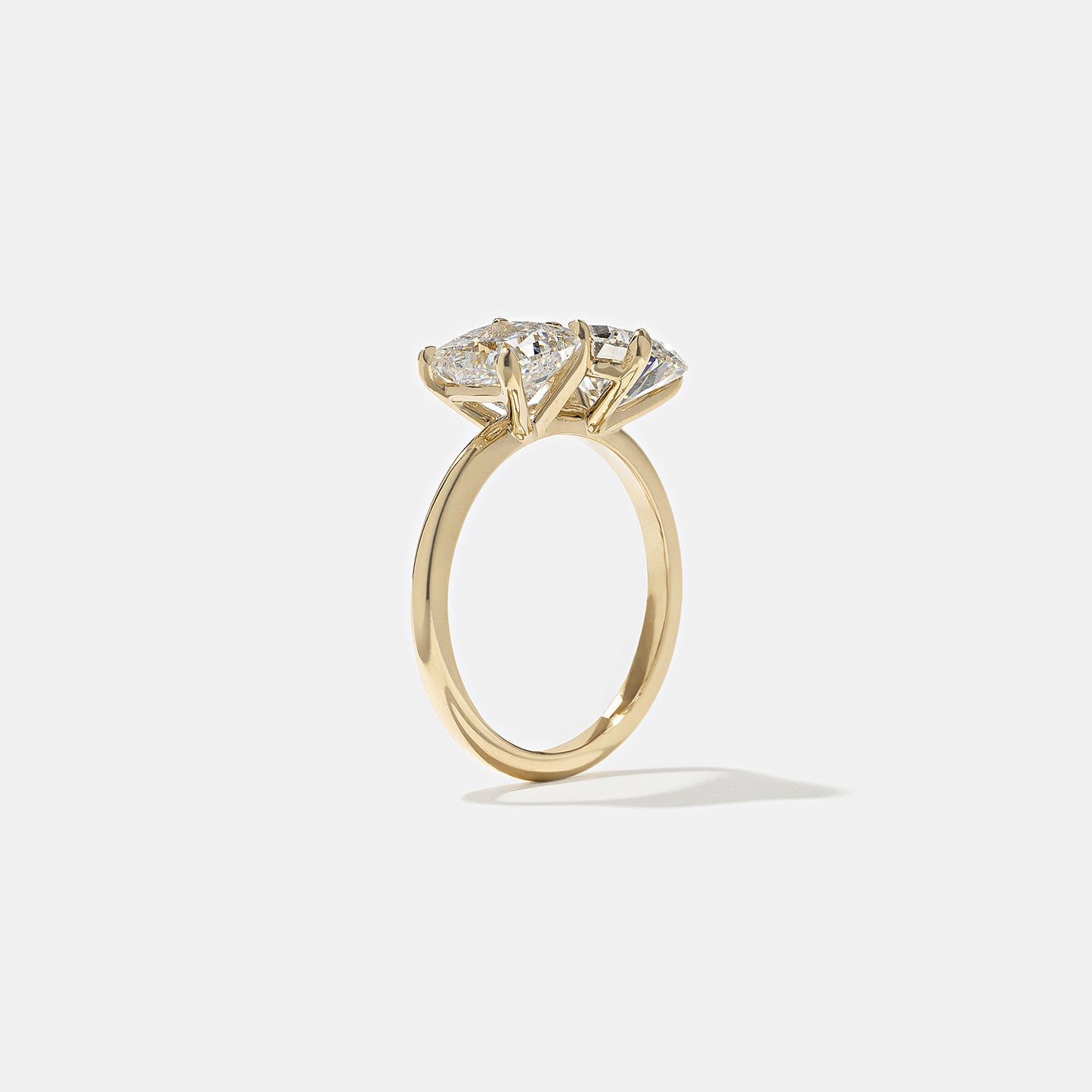 3.7 TCW Oval & Asscher Cut Lab grown Diamond Two Stone Engagement Ring