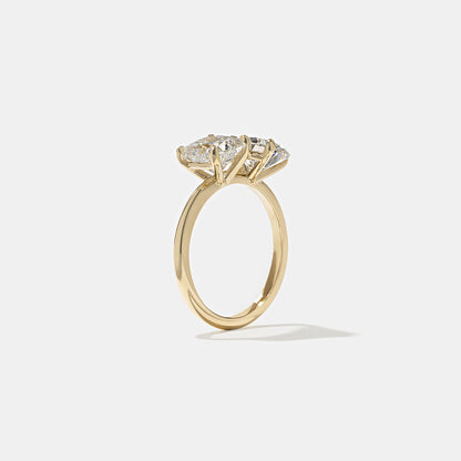 3.7 TCW Oval & Asscher Cut Lab grown Diamond Two Stone Engagement Ring