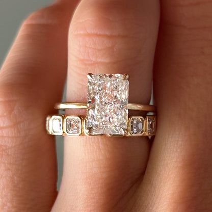 1.05 TCW Asscher CVD Diamond Half Eternity Bezel Set Wedding Band