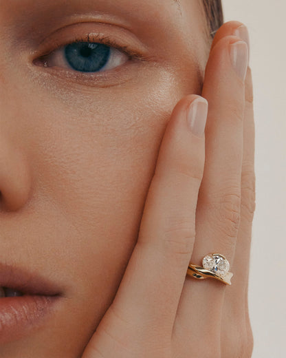 1.03 CT Oval Cut Lab grown Diamond Sculptural Band Solitaire Engagement Ring