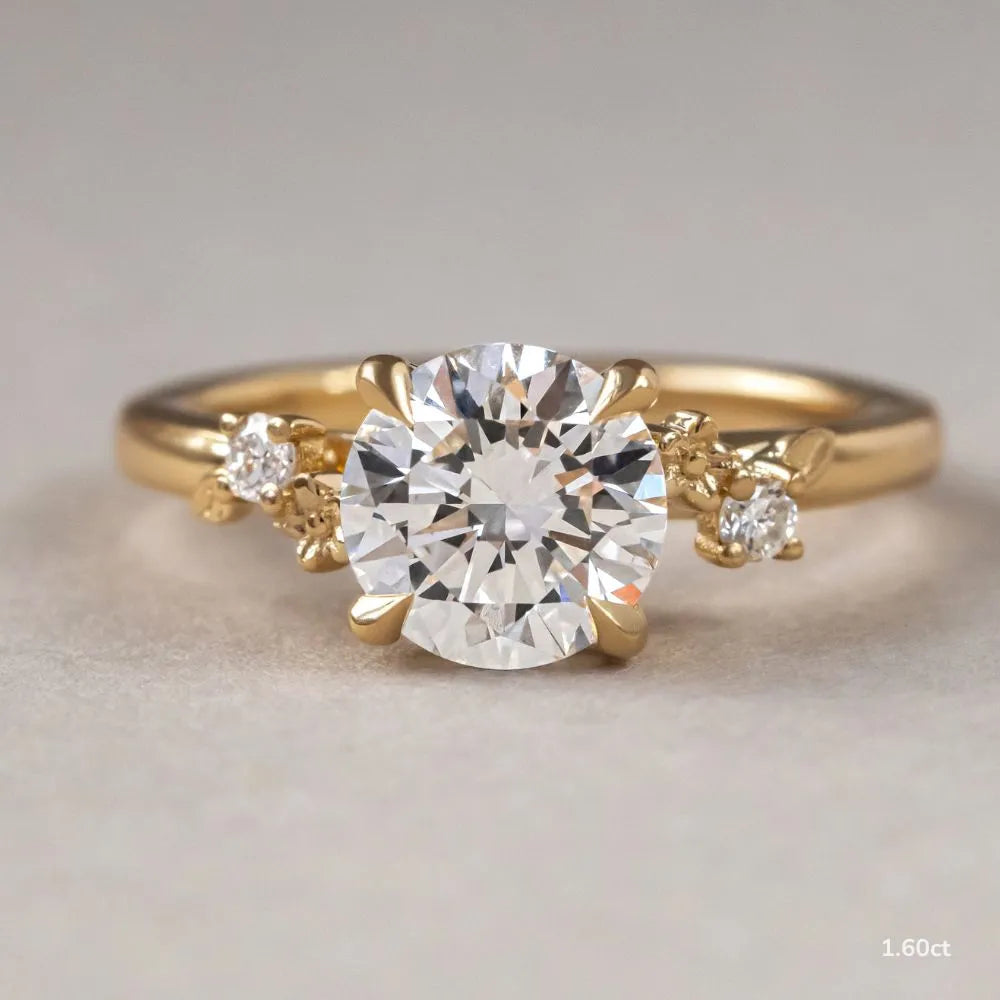 1.6 CT - 2.6 CT Round Cut Nature Inspired Cluster Moissanite Engagement Ring