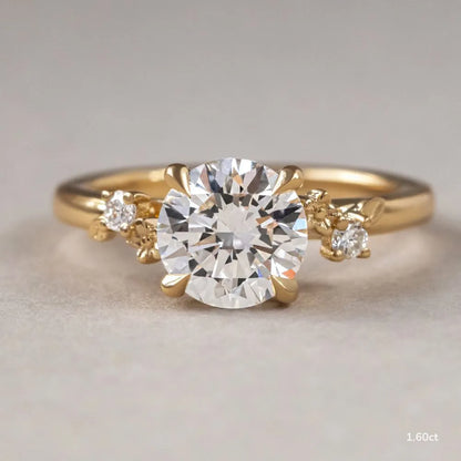 1.6 CT - 2.6 CT Round Cut Nature Inspired Cluster Moissanite Engagement Ring
