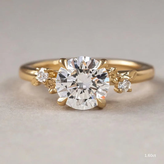 1.6 CT - 2.6 CT Round Cut Nature Inspired Cluster Moissanite Engagement Ring