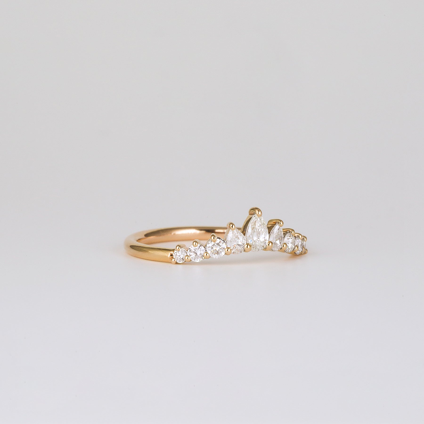 0.38 TCW Round & Pear CVD Diamond Chevron Wedding Band