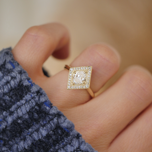 0.72 CT Oval Cut Moissanite Diamond Shape Mosaic Engagement Ring