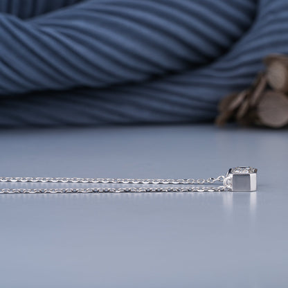 0.5 - 5.00 CT Emerald Cut Moissanite Diamond Bezel Pendant Necklace