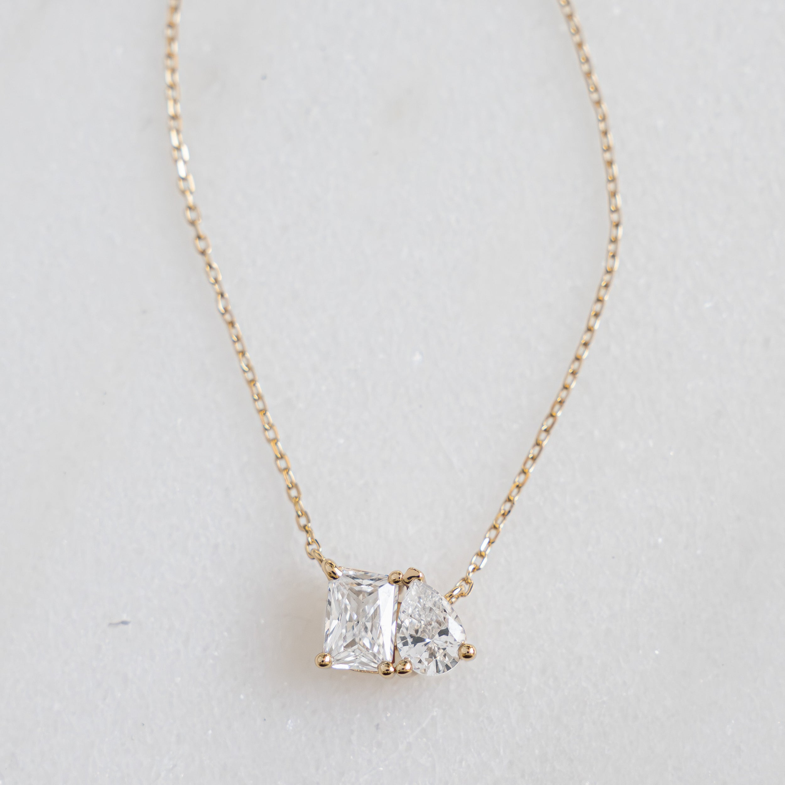 1.73 TCW Pear & Radiant Moissanite Diamond Toi et Moi Necklace