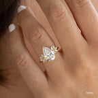1.5 CT - 3 CT Pear Cut Cluster Moissanite Engagement Ring