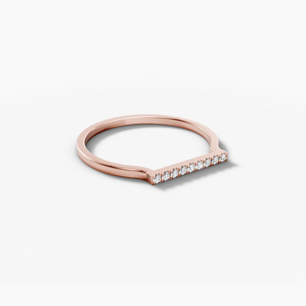 0.054 TCW Round Moissanite Bar Wedding Band
