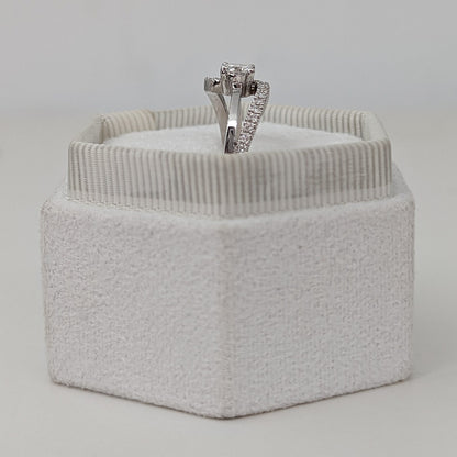 0.6 CT Round Cut Pave Unique Style Moissanite Engagement Ring