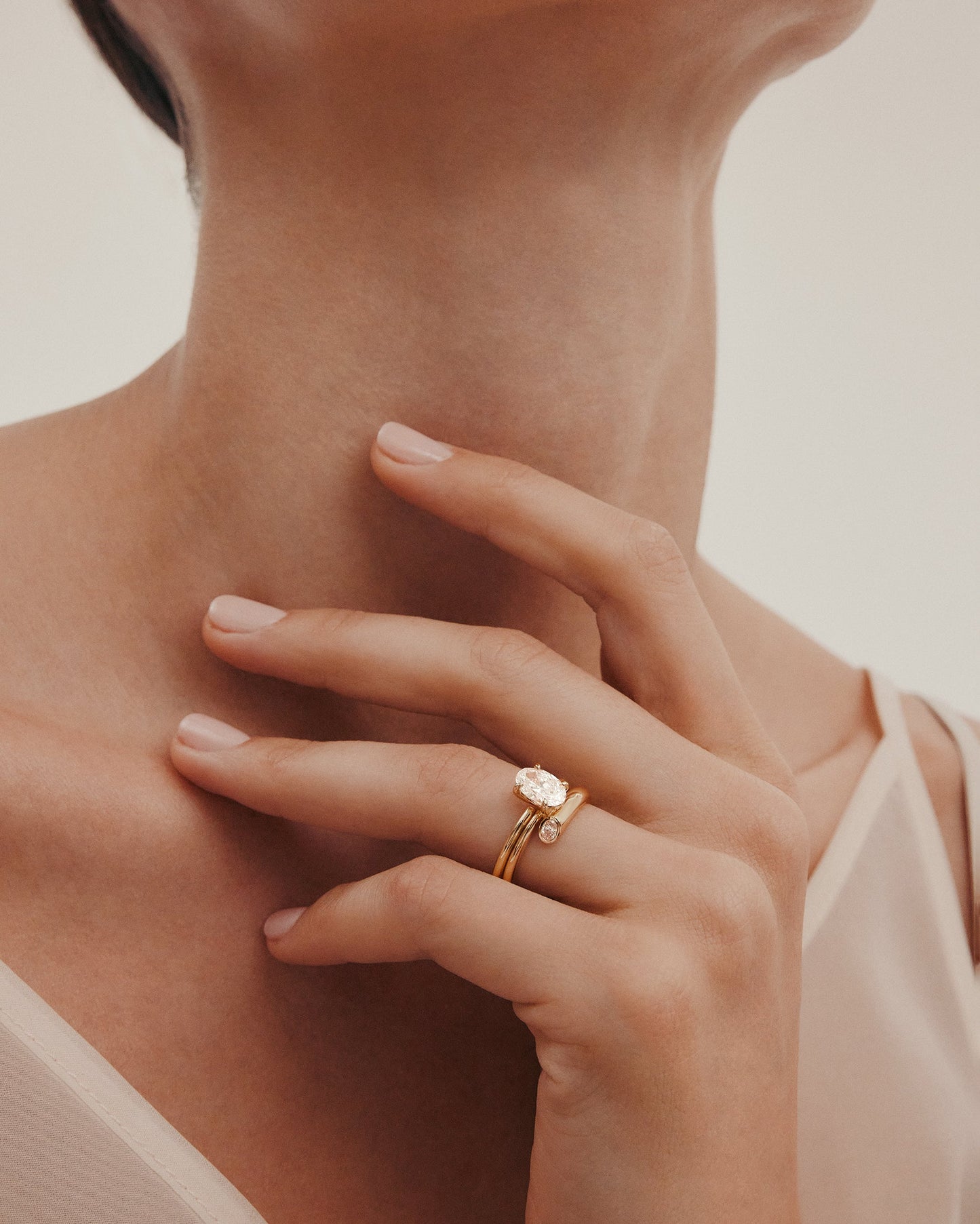 1 CT - 3 CT Oval Cut Lab grown Diamond Bypass Side Stone Engagement Ring