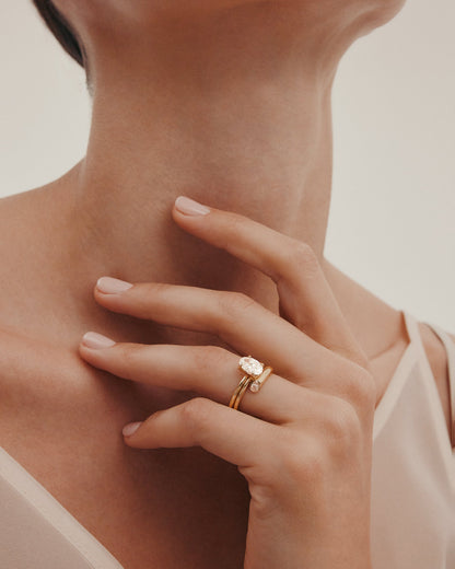 1 CT - 3 CT Oval Cut Lab grown Diamond Bypass Side Stone Engagement Ring