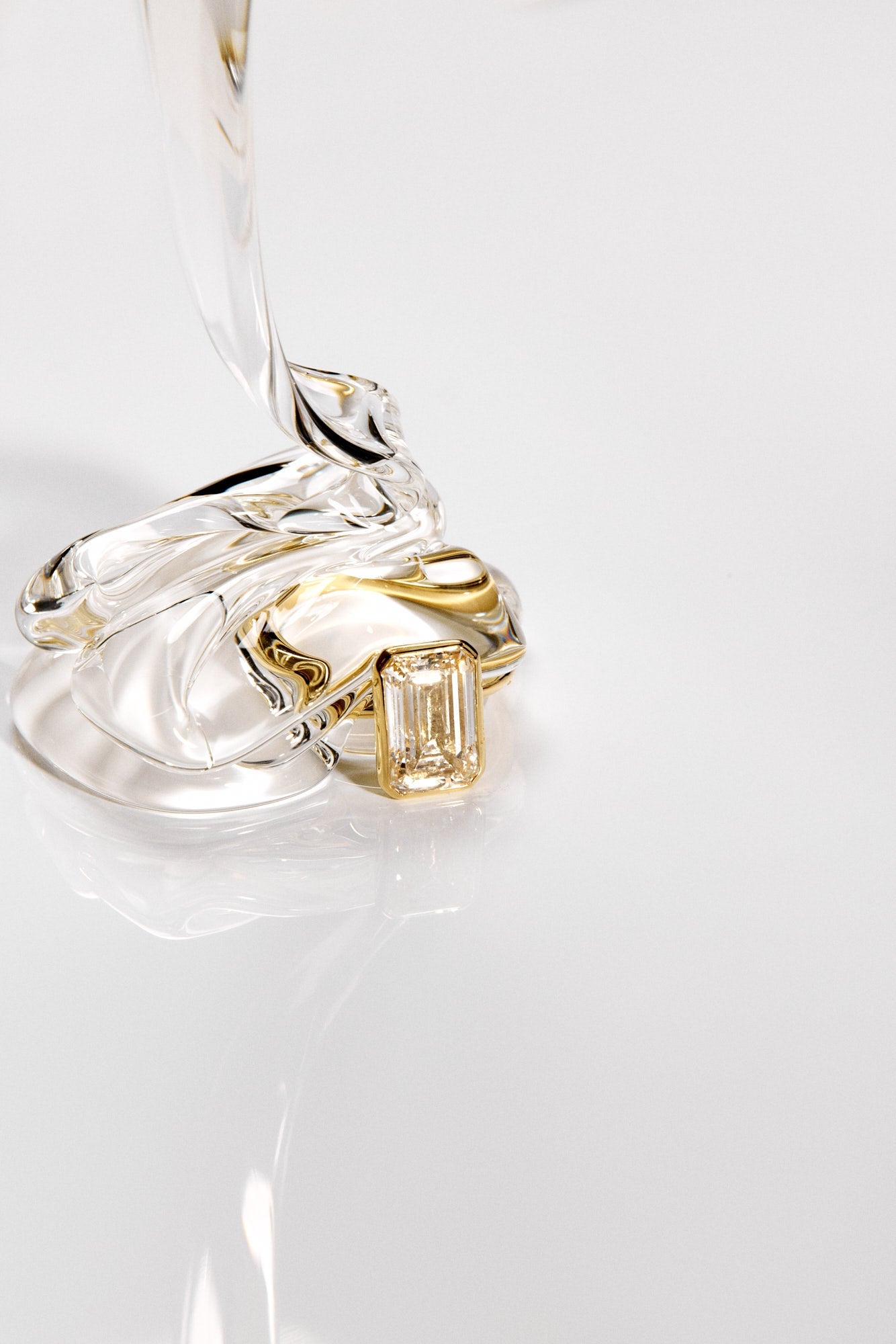 2.11 CT - 4.11 CT Emerald Cut Lab grown Diamond Bezel Solitaire Engagement Ring