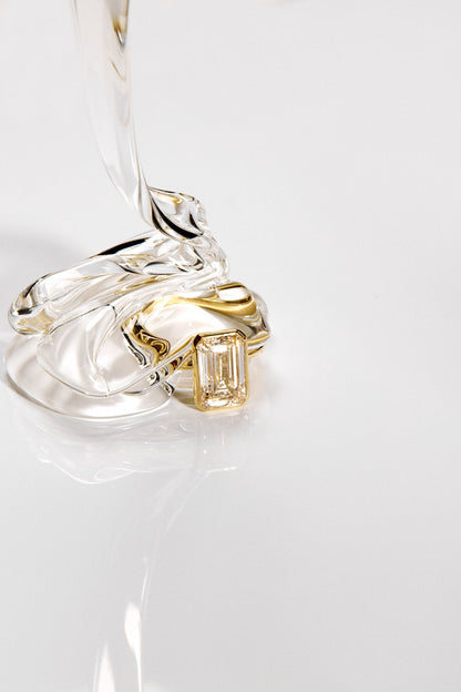 2.11 CT - 4.11 CT Emerald Cut Lab grown Diamond Bezel Solitaire Engagement Ring