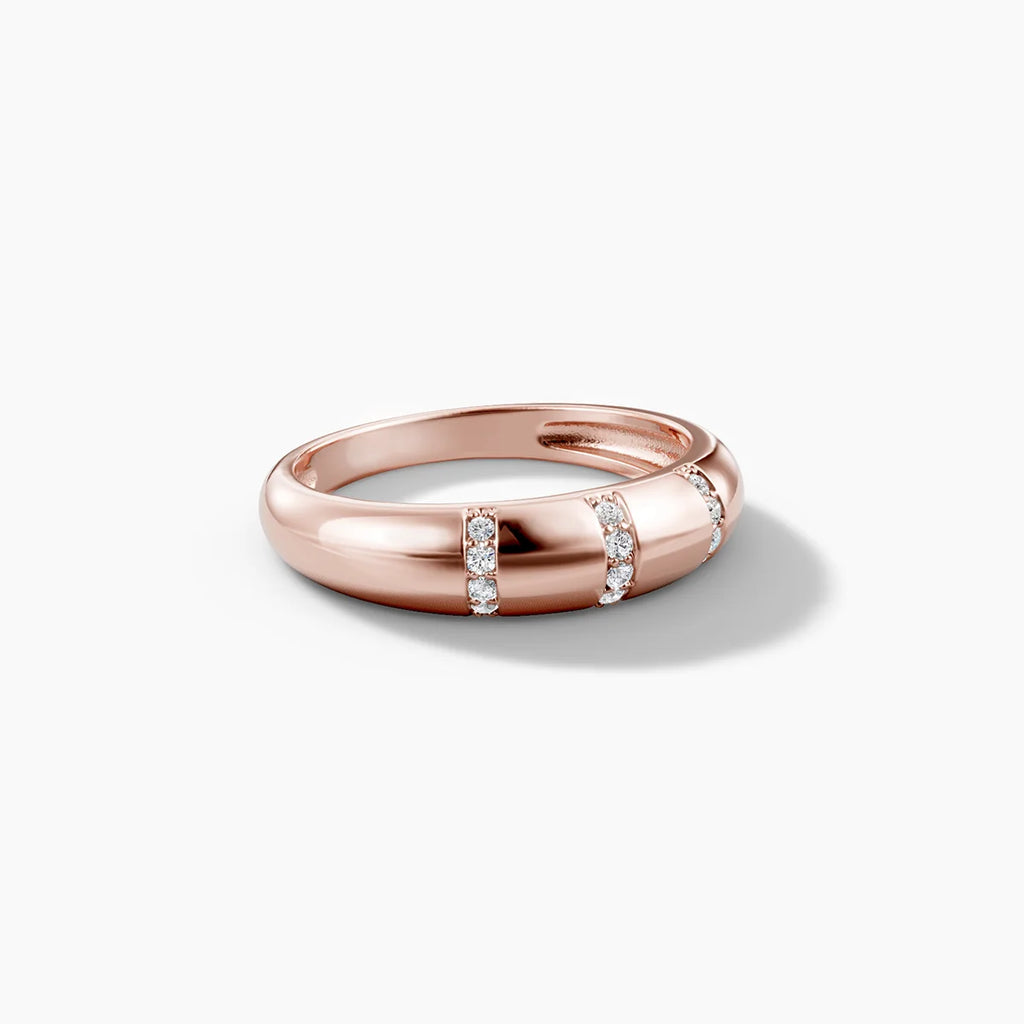 0.08 TCW Round Moissanite Pave Unique Wedding Band