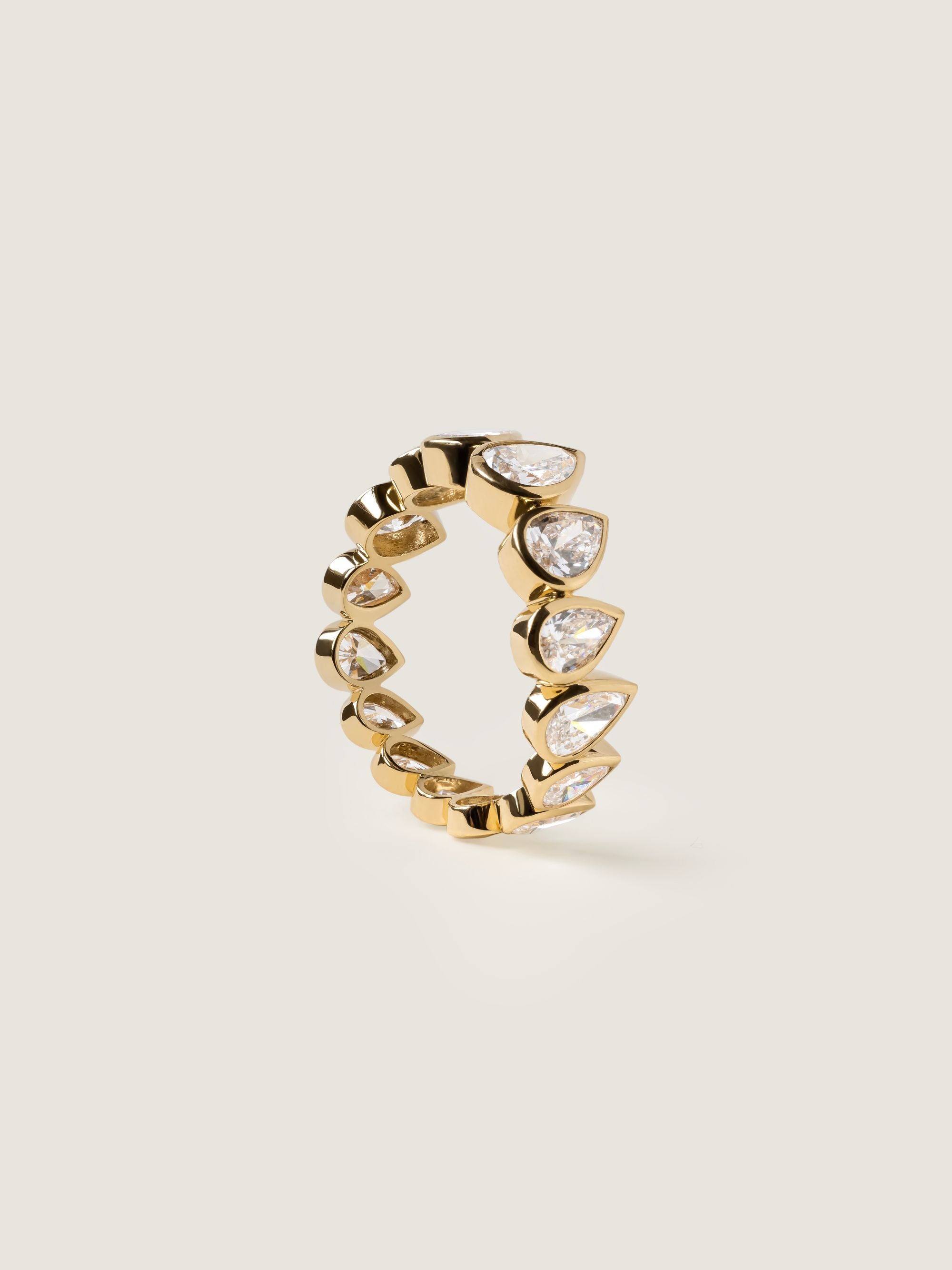 3.2 TCW Pear CVD Diamond Bezel Eternity Wedding Band