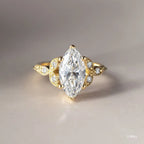 1.9 CT - 2.9 CT Marquise Cut Art Deco Vintage Style Moissanite Engagement Ring