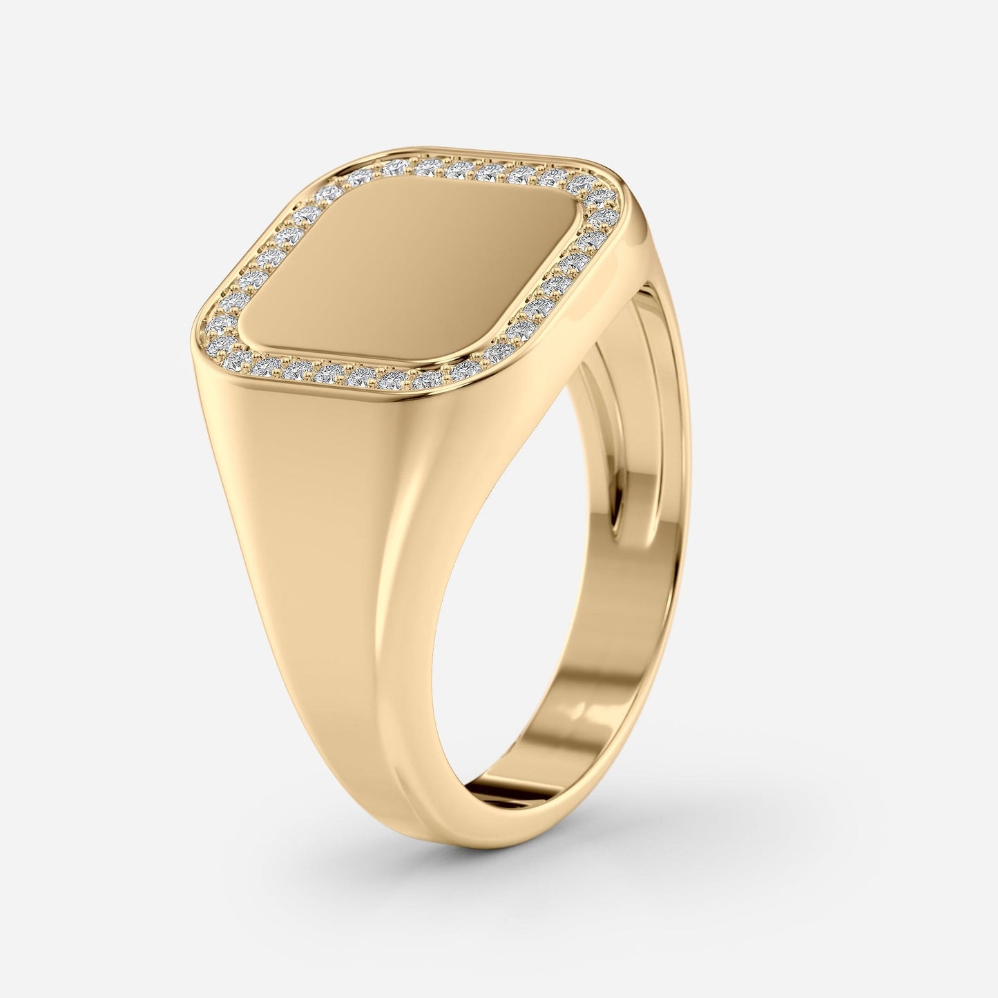 0.12 TCW Round Signet Moissanite Engagement Ring