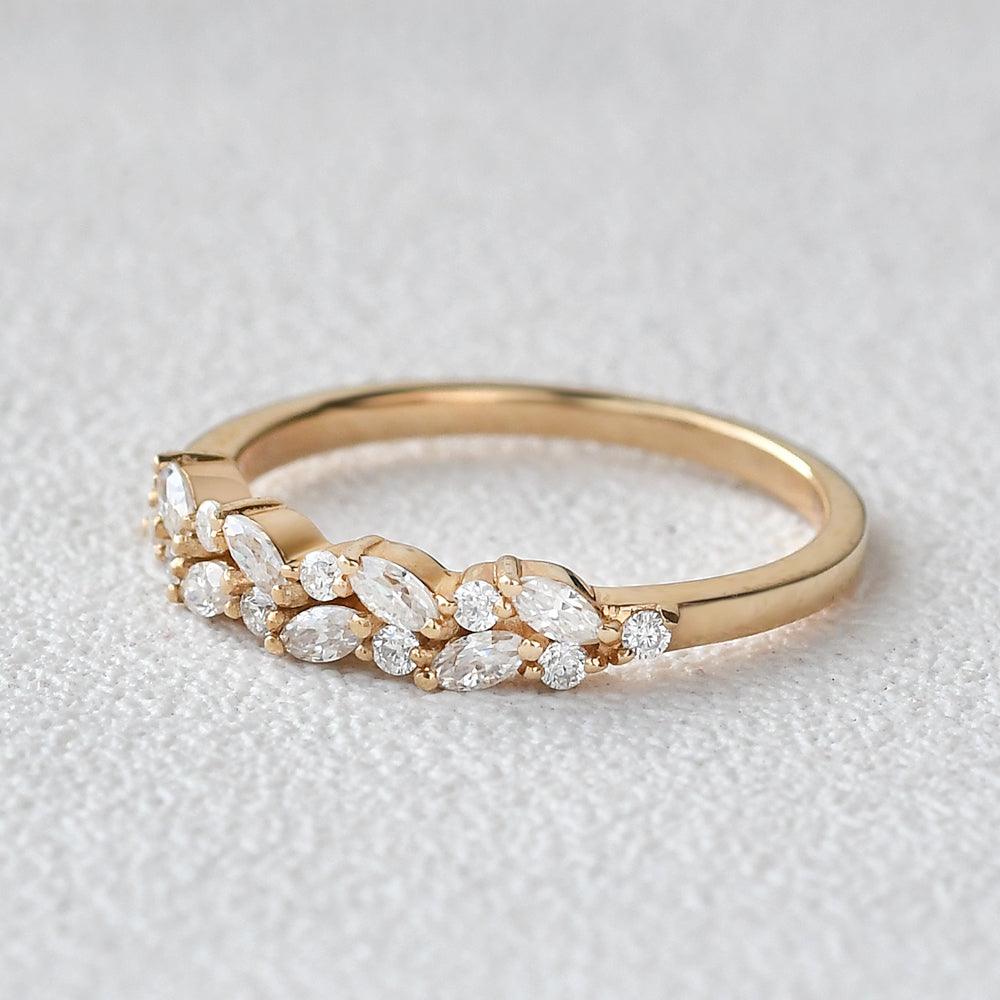 0.3 TCW Marquise & Round Moissanite Cluster Wedding Band