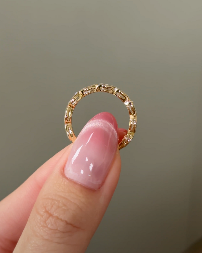 1.37 TCW Pear CVD Diamond Half Eternity with Bezel Wedding Band