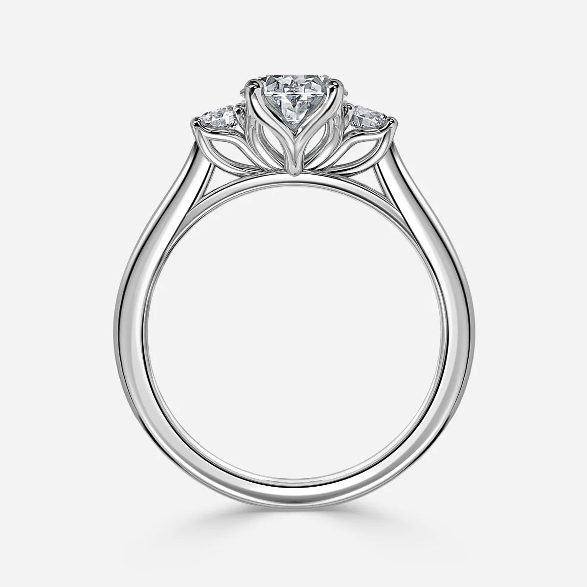 1 CT Oval Cut Three Stone Moissanite Engagement Ring