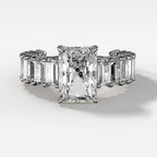 2 CT - 3 CT Radiant Cut Lab grown Diamond Pave Engagement Ring