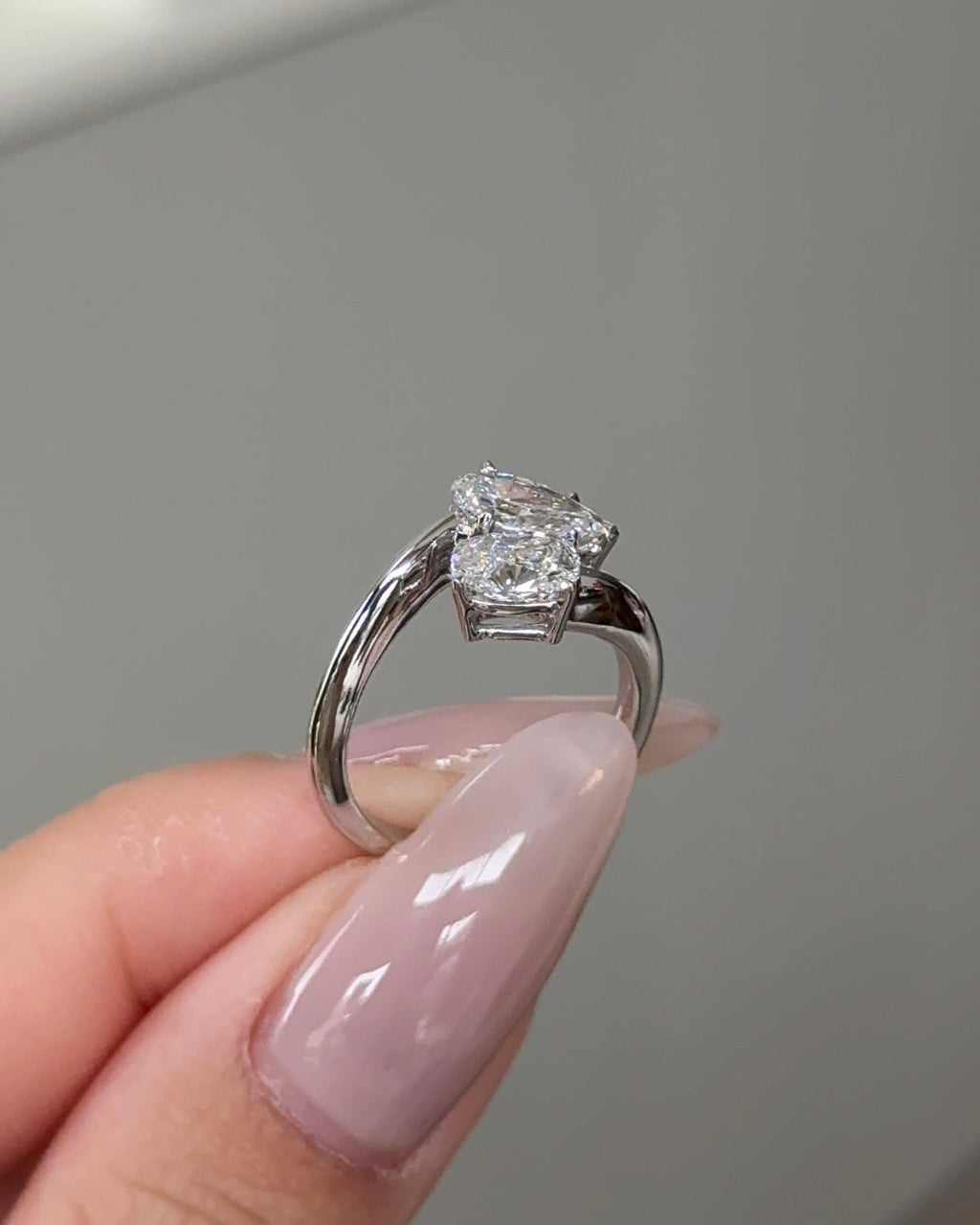 1.48 CT Pear & Cushion Lab grown Diamond Engagement Ring
