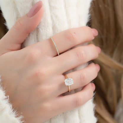 2.5 CT Elongated Cushion Solitaire Moissanite Engagement Ring