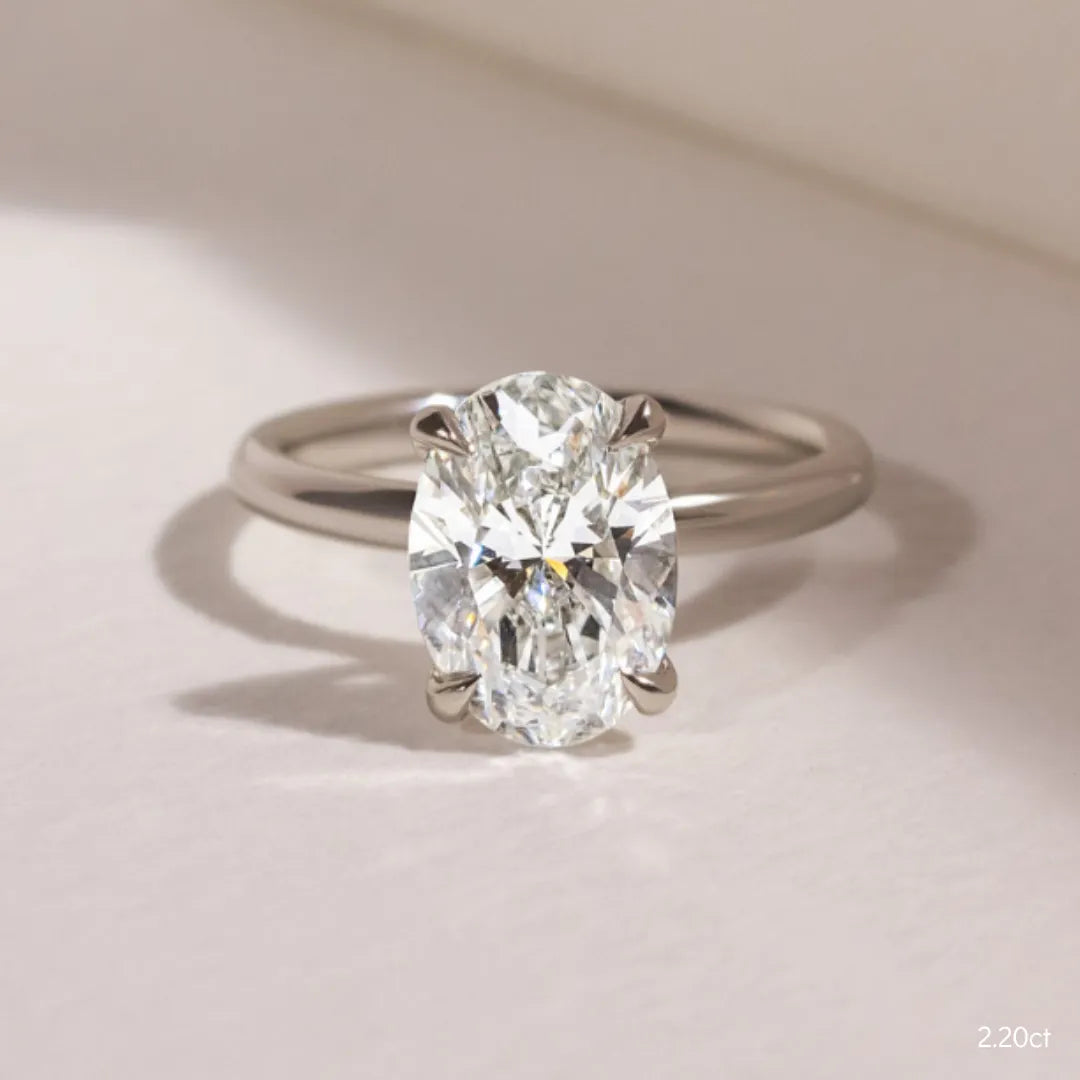 2 CT - 2.2 CT Oval Cut Solitaire Moissanite Engagement Ring