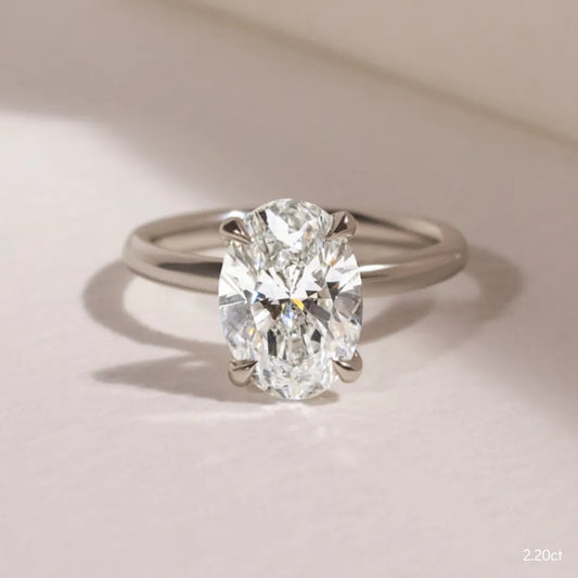 2 CT - 2.2 CT Oval Cut Solitaire Moissanite Engagement Ring